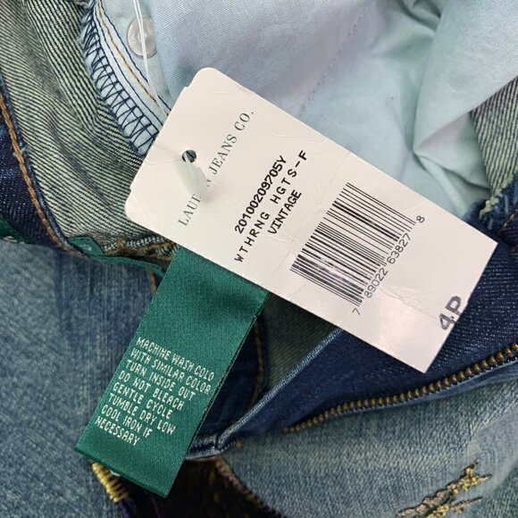 Ralph Lauren Jeans 4P Petite Patched Distressed Fade Denim Boho NWT - Picture 4 of 10